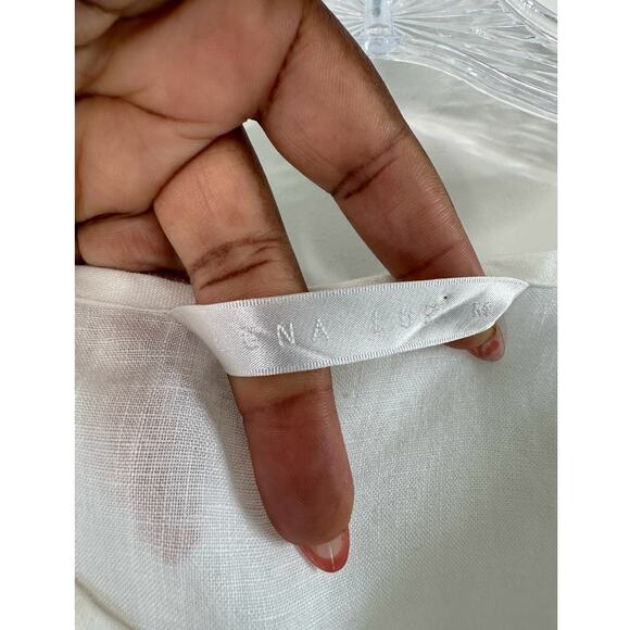 Luna Luz White Lagenlook Coastal Relaxed Linen Flounce Dress Size Medium - Picture 2 of 10